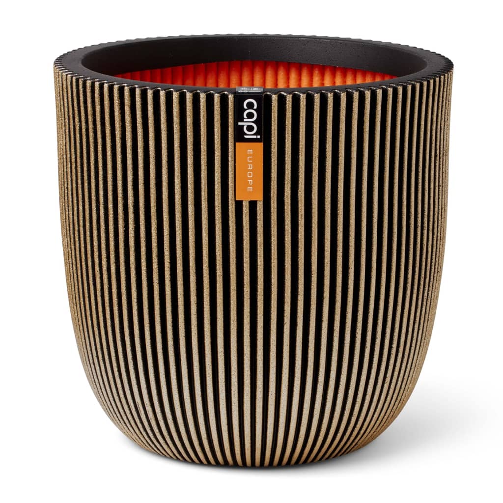 Capi Pflanzer Groove 35x34 cm Schwarz und Goldfarbe
