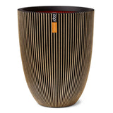 Capi Flowerpot Groove elegant 46x58 cm schwarz und goldfarben