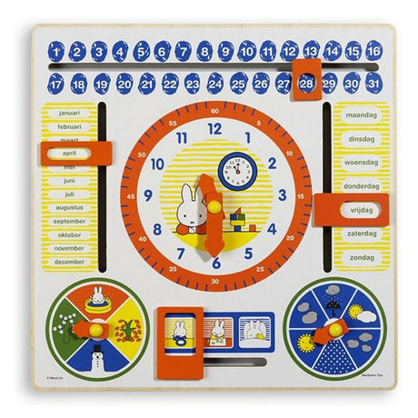 Bambolino Miffy Holzspielzeug-Kalenderuhr, Übungsuhr, Lernuhr – Lernspielzeug für Kleinkinder und Vorschulkinder – Spielzeug