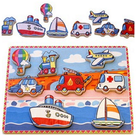 Einfach ein Holzfahrzeug-Puzzle für Kinder
