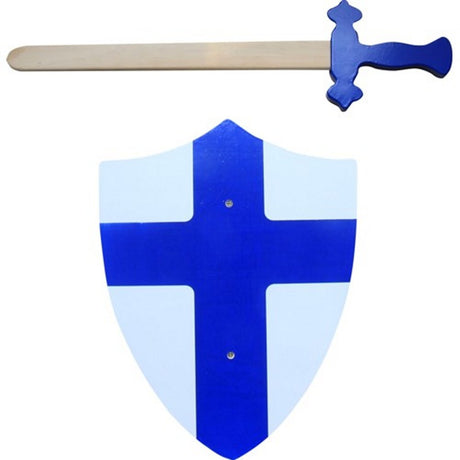 Einfach für Kinder, Holzschwert und Schild blau