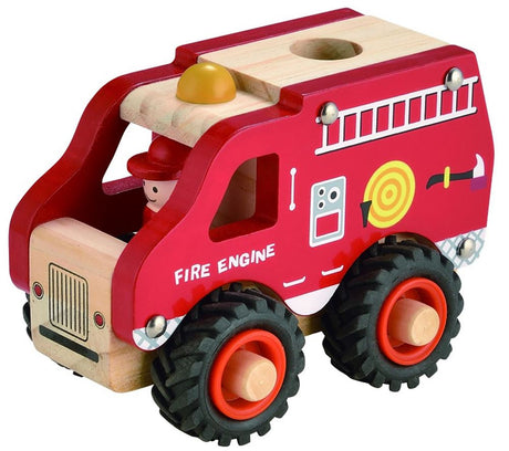 Einfach ein Feuerwehrauto aus Holz für Kinder