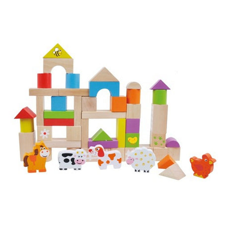 Einfach für Kinder, Holzklötze und Tiere, 50 Stück