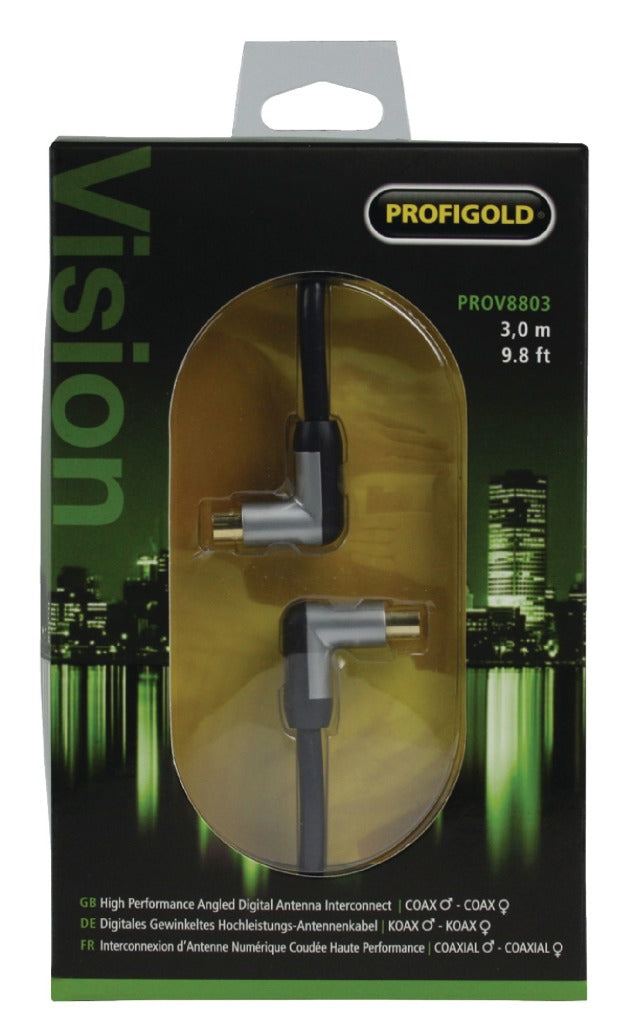 Profigold profigold prov8803 Koaxialkabel Stecker gewinkelt Buchse gewinkelt 3,00 m schwarz