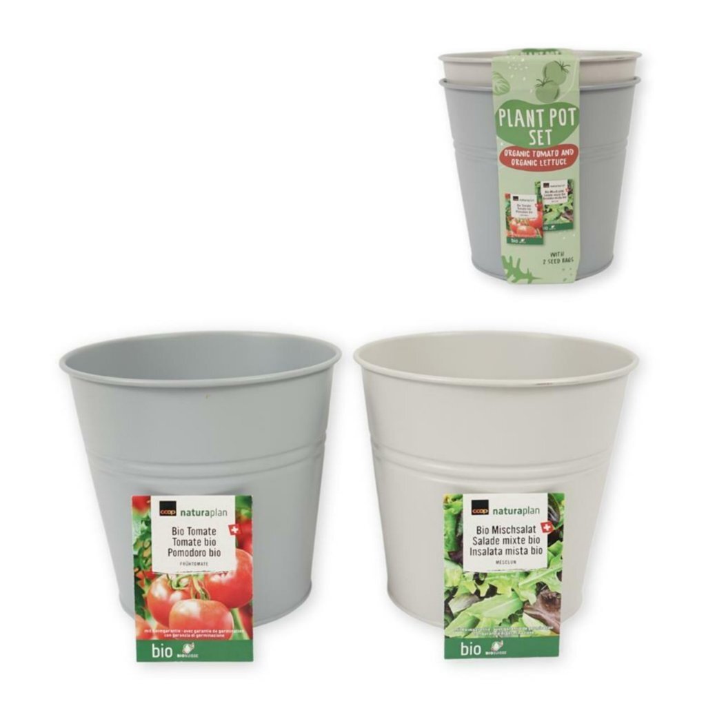 Andere Marken Anbauset Eimer Bio-Tomaten und Salat 17 cm Metall | 8 Stück