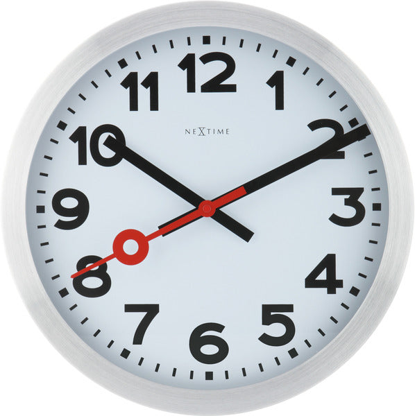 Nexttime ne-3999ar wanduhr dia. 35 cm, gebürstetes Aluminium, #039;Station #039;
