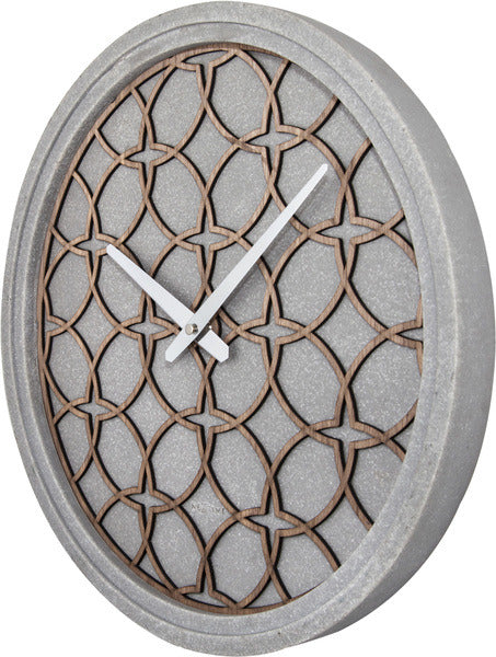 Nexttime ne-3212br wanduhr dia. 39,5 cm, Polyresin-Holz, grau