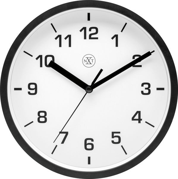 Nexttime nx-7321zw Wanduhr nxt Durchmesser 20cm Kunststoff schwarz, weißes Zifferblatt