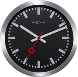 Nexttime ne-3998stzw Wanduhr #039;Station #039; oslash;19 cm, gebürstetes Aluminium schwarz