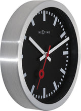 Nexttime ne-3998stzw Wanduhr #039;Station #039; oslash;19 cm, gebürstetes Aluminium schwarz