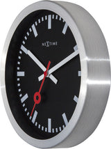 Nexttime ne-3998stzw Wanduhr #039;Station #039; oslash;19 cm, gebürstetes Aluminium schwarz