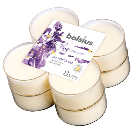 Bolsius True Moods Maxi Lichter Lavendel-Kamille 8 Stück