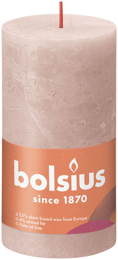Bolsius rustikale Stumpenkerze Shine Collection 130 68 Misty Pink – Misty Pink