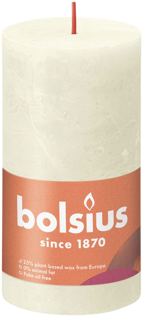 Bolsius Shine Collection Rustikale Stumpenkerze 130 68 Soft Pearl – Soft Pearl