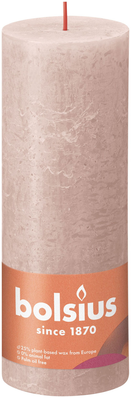 Bolsius rustikale Stumpenkerze Shine-Kollektion 190 68 Misty Pink – Misty Pink