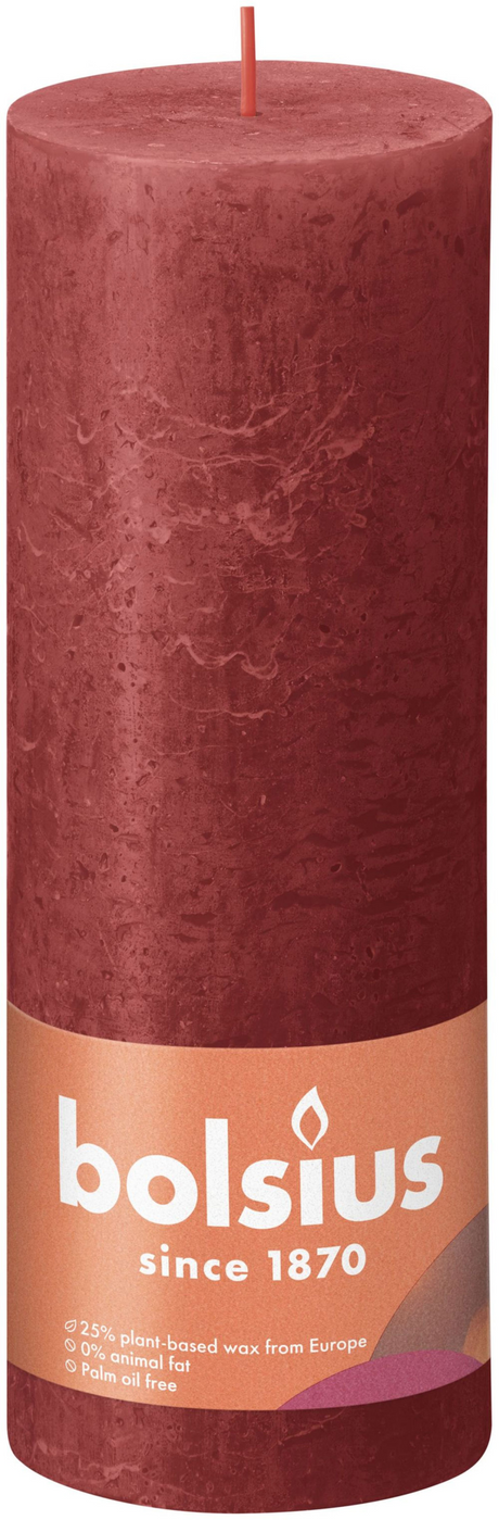 Bolsius Stumpenkerze rustikal zartes Rot - 19 cm ø 7 cm