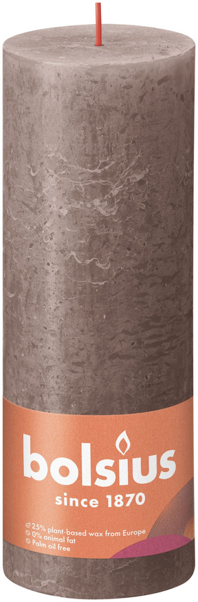 Bolsius Shine Collection rustikale Stumpenkerze 190 68 rustikales Taupe