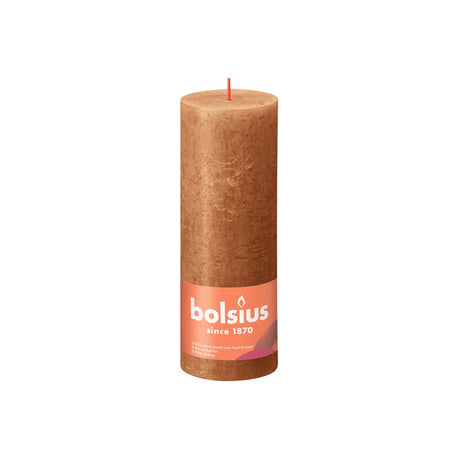 Bolsius Shine Collection rustikale Stumpenkerze 190 68 Gewürzbraun – würziges Braun