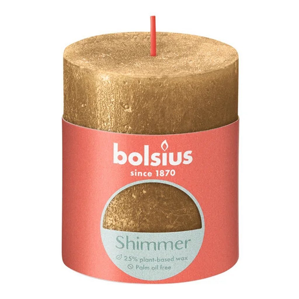 Bolsius Stumpenkerze Schimmer 8x6,8 cm Gold