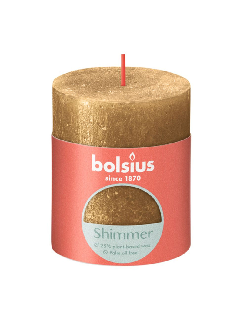 Bolsius Stumpenkerze Schimmer 8x6,8 cm Gold
