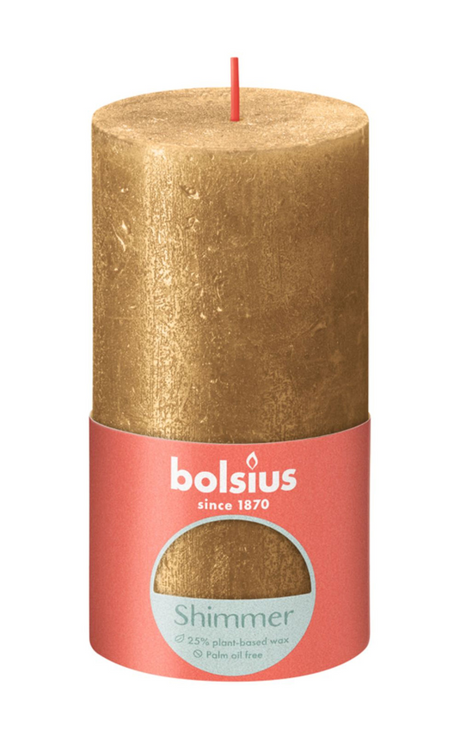 Bolsius Bolsius Stumpenkerze Schimmer 13x6,8 cm Gold