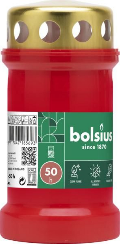 Bolsius Grablicht Nr.3 rot mit Deckel