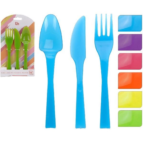 Ausgezeichnetes Haushaltsbesteck-Set aus Kunststoff mit 6 Farben, 18-teilig