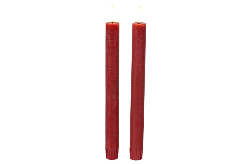 Countryfield led dinerkaars rustiek l 24cm 2 stuks - rood