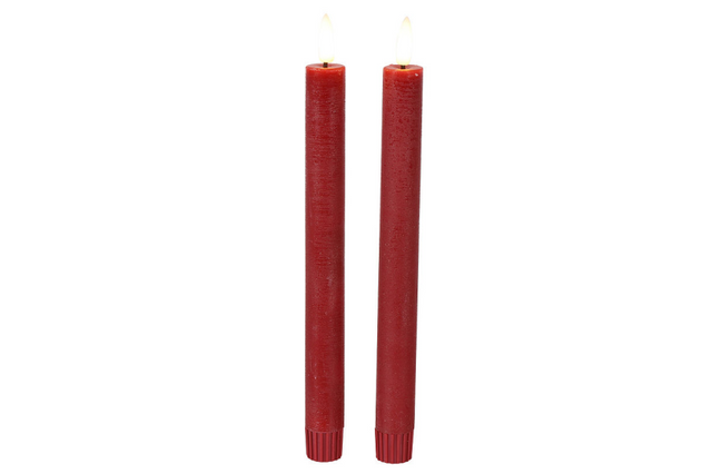 Countryfield led dinerkaars rustiek l 24cm 2 stuks - rood