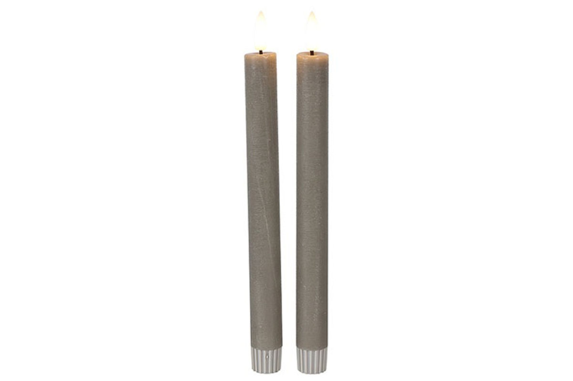 Countryfield led dinerkaars rustiek l 24cm 2 stuks - grijs
