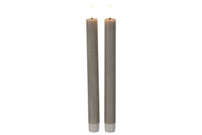 Countryfield led dinerkaars rustiek l 24cm 2 stuks - grijs