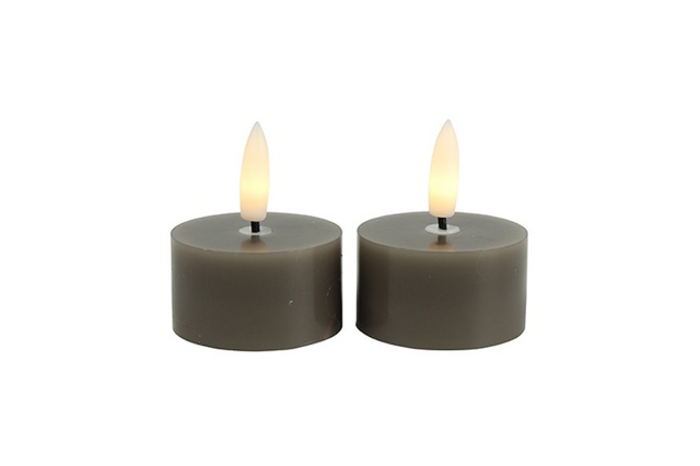 Countryfield led theelicht rustiek 4cm 2 stuks - grijs