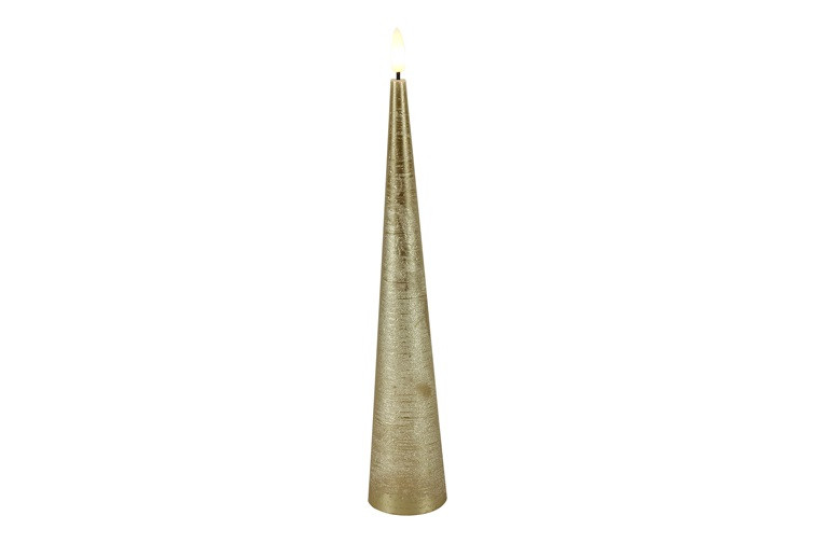 Countryfield led kegelkaars rustiek 5x5x25cm - goud