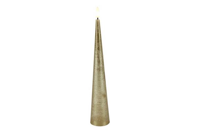 Countryfield led kegelkaars rustiek 5x5x25cm - goud