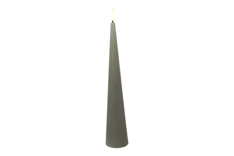 Countryfield led kegelkaars rustiek 5x5x29,5cm - grijs