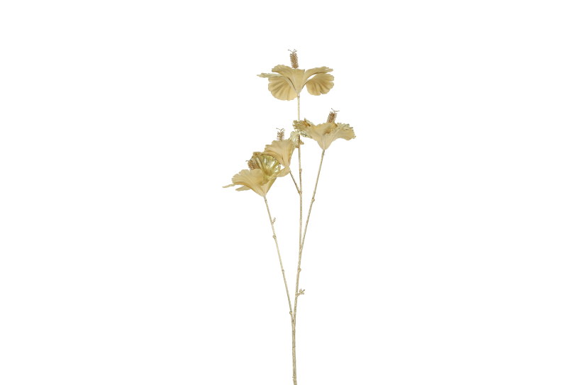 Countryfield kunstbloem hibiscus m champagne goud 84cm