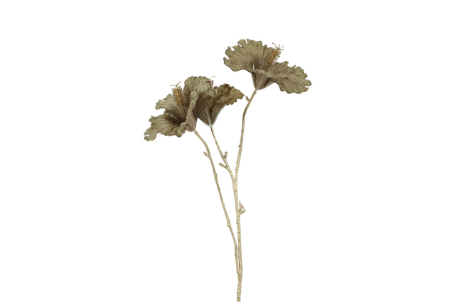Countryfield kunstbloem hibiscus s kaki goud 63cm
