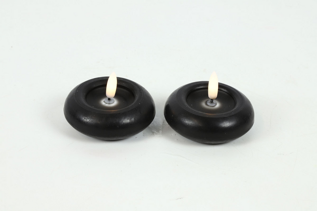 Countryfield led drijfkaars 7,5cm 2 stuks - zwart
