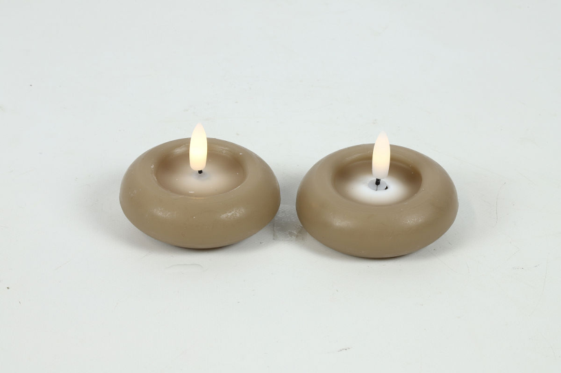 Countryfield led drijfkaars 7,5cm 2 stuks - beige
