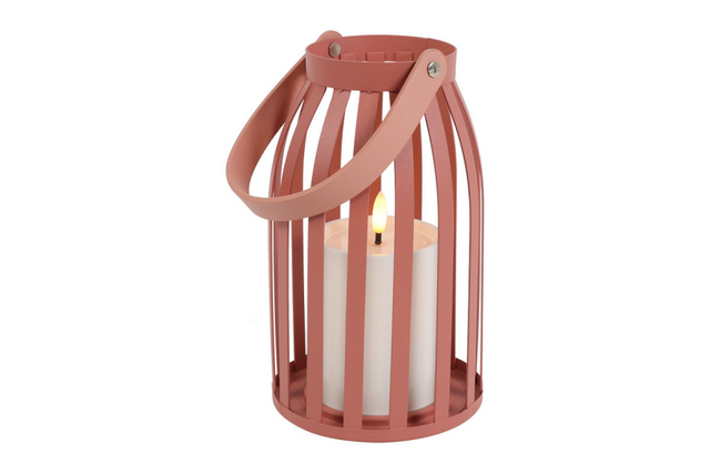 Countryfield windlicht m led kaars leon s roze 12x12x20cm