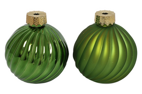 Countryfield kerstbal ro stripe a2 groen ø10cm