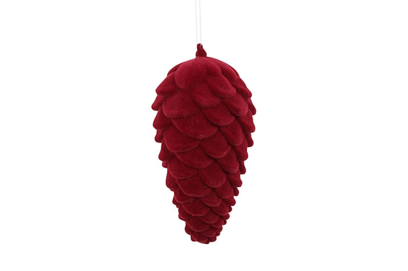 Countryfield dennenappel flocked mea m rood 10x10x24cm