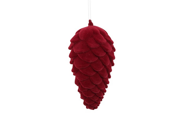 Countryfield dennenappel flocked mea m rood 10x10x24cm
