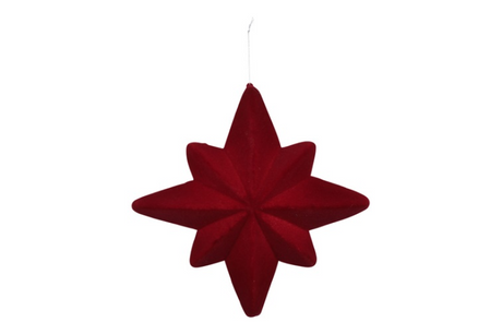 Countryfield ster flocked mea s rood 5x22x22cm