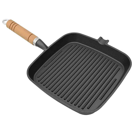 Vidaxl -Grillpfanne mit Gusseisen aus Holzgrenze 20x20 cm