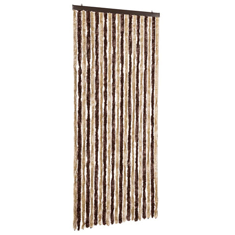 Vidaxl Fly Vorhang 90x220 cm Chenille Beige und hellbraun