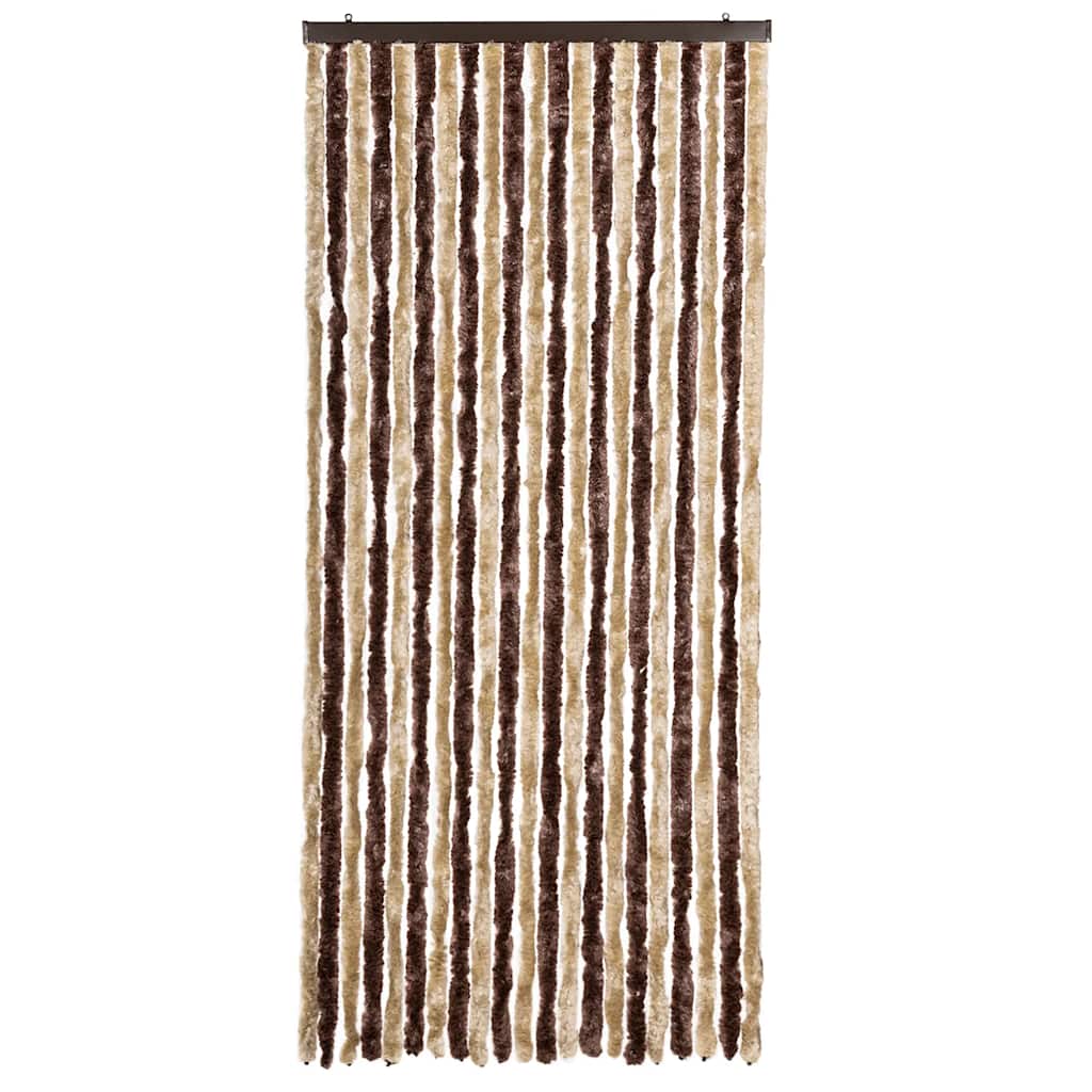 Vidaxl Fly Vorhang 90x220 cm Chenille Beige und hellbraun