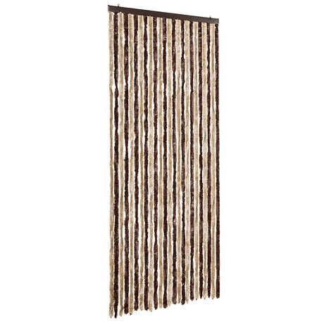 Vidaxl Fly Vorhang 100x220 cm Chenille Beige und hellbraun