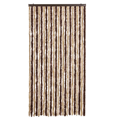 Vidaxl Fly Vorhang 100x220 cm Chenille Beige und hellbraun