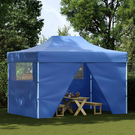 VIDAXL-Klappzelt Popup mit 4 Seitenwänden 3x4,5 m blau
